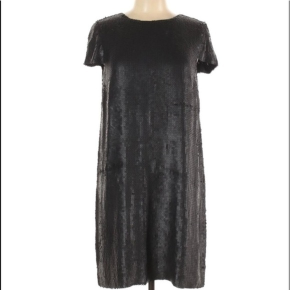 Theory black maryanka matte sequin shift dress nwt - Picture 1 of 7